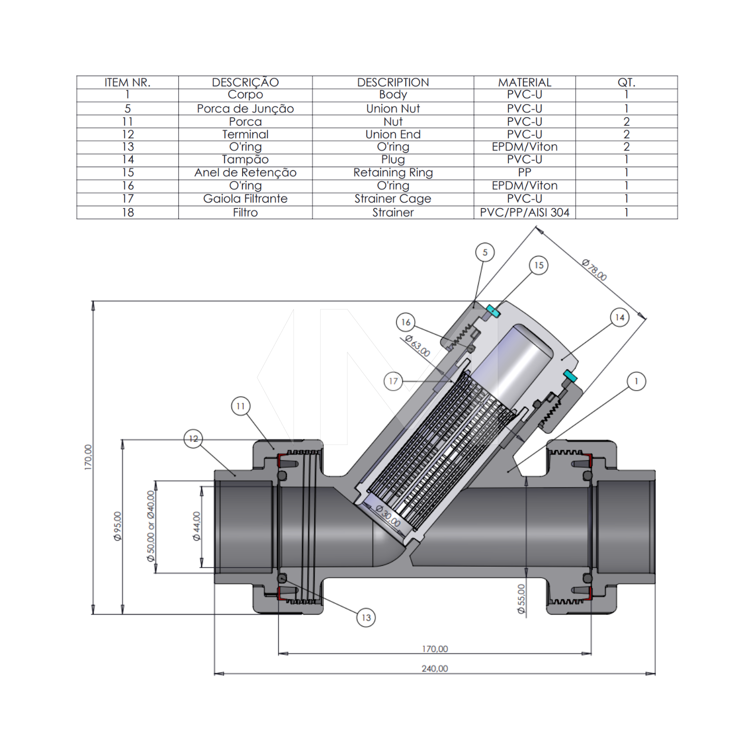 PVC Schmutzfänger transparent, PN10