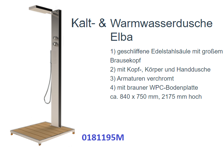 Kalt- Warmwasser Dusche Elba, INOX