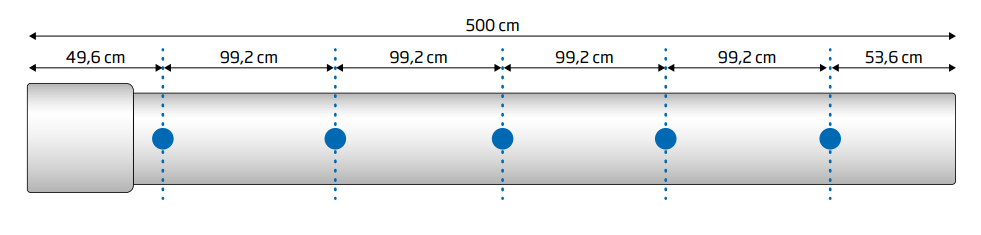 PVC Druckrohr gebohrt 5 Löcher/99,2 cm