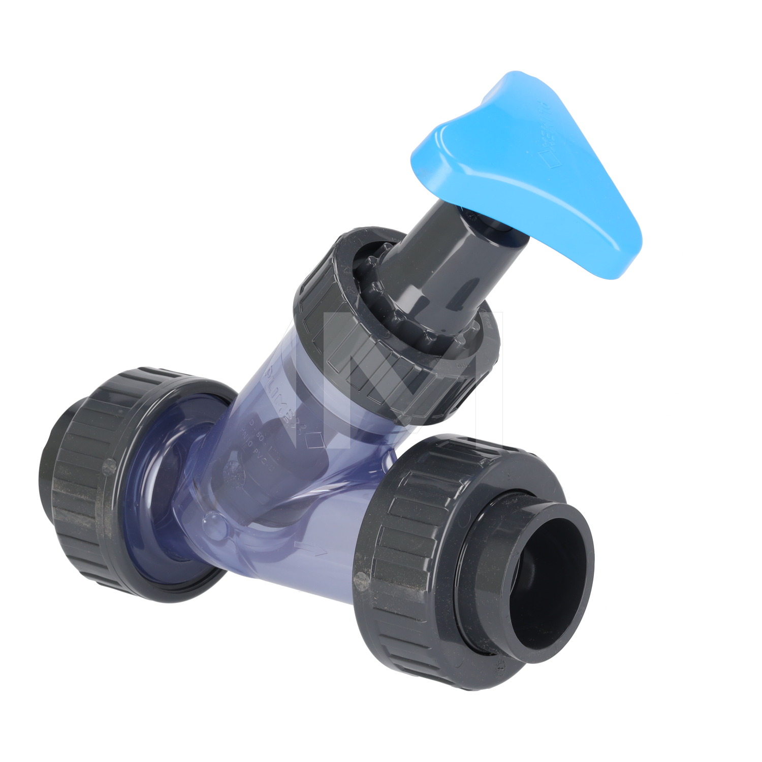 PVC Schrägsitzventil transparent, PN10